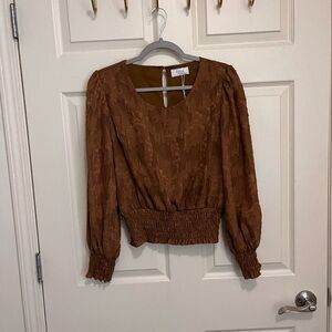 Sage Rich Brown Textured Blouse
